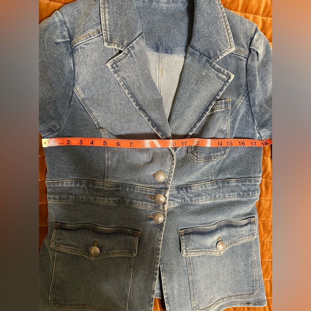 Elie Tahari Denim Jacket Blazer Womens Size 10 - Picture 11 of 14